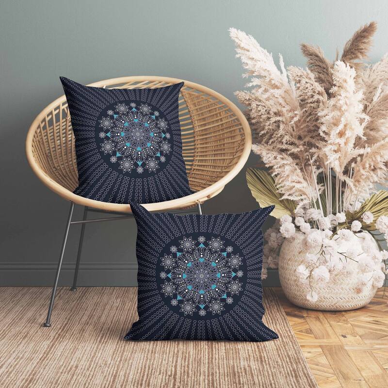 Wisteria Whirl Faux Suede Reversible Throw Pillow Blue and Gray