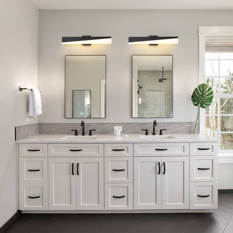 24" Modern Dimmable Acrylic Matte Black LED Vanity Light - W23.8"