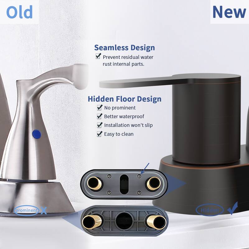 Modern 2 Handle 360 Degree Swivel Bathroom Sink Faucet with Aerator No Leak Valve, Water Saving, Splash and Fingerprint Proof
