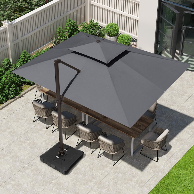Crestlive Products 10 x 13ft Outdoor Patio Cantilever Umbrella with Base - Dark Gray