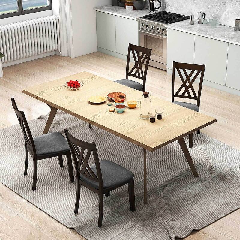 Costway 4 PCS Linen Fabric Upholstered Kitchen Armless Chairs with - See Details