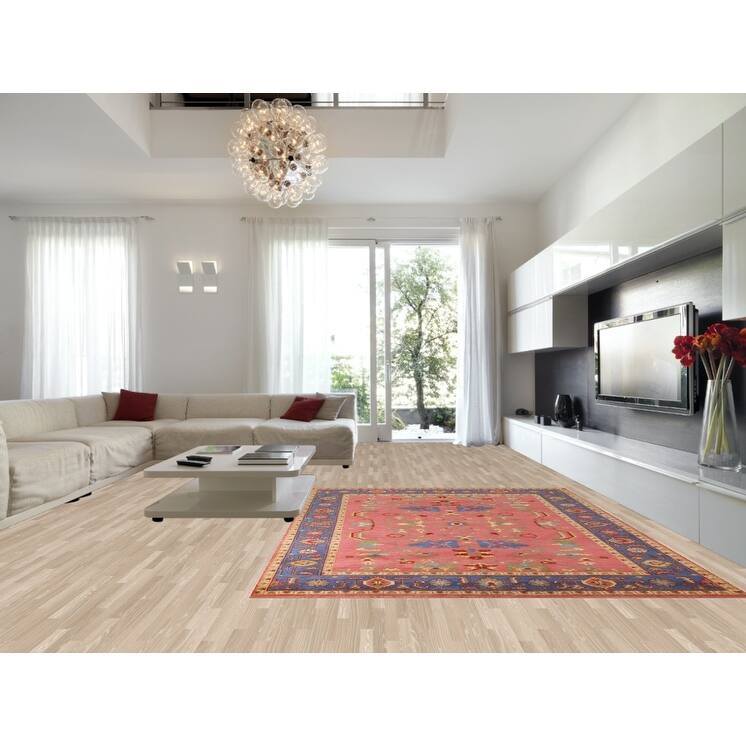 Transitional Floral Oushak Area Rug Handmade Wool Carpet - 8'11"x 11'11"