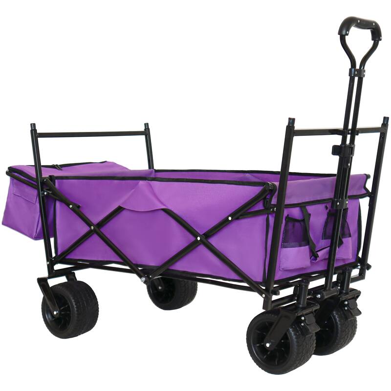 480Lbs Collapsible Wagon with Canopy,Wagon Stroller with 7" All-Terrain Wheels, Lightweight Foldable Wagon, Large Capacity