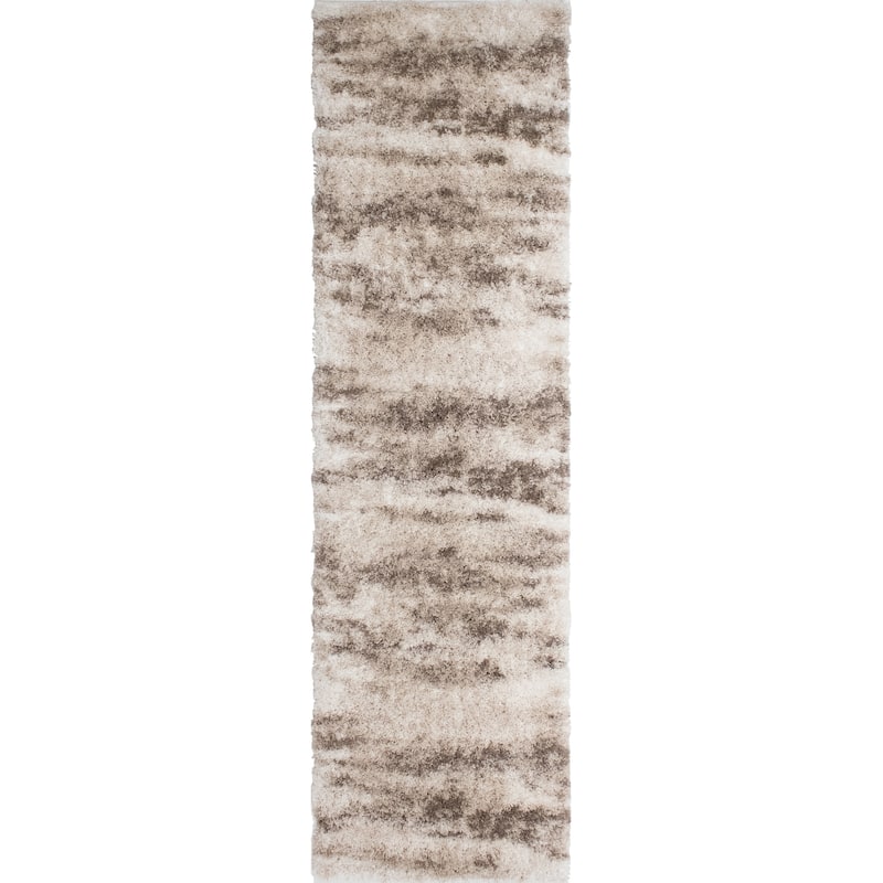 Noori Rug Lux Madison Abstract 2-Inch Shag Area Rug - 2'8" x 9'6" - Beige/Brown