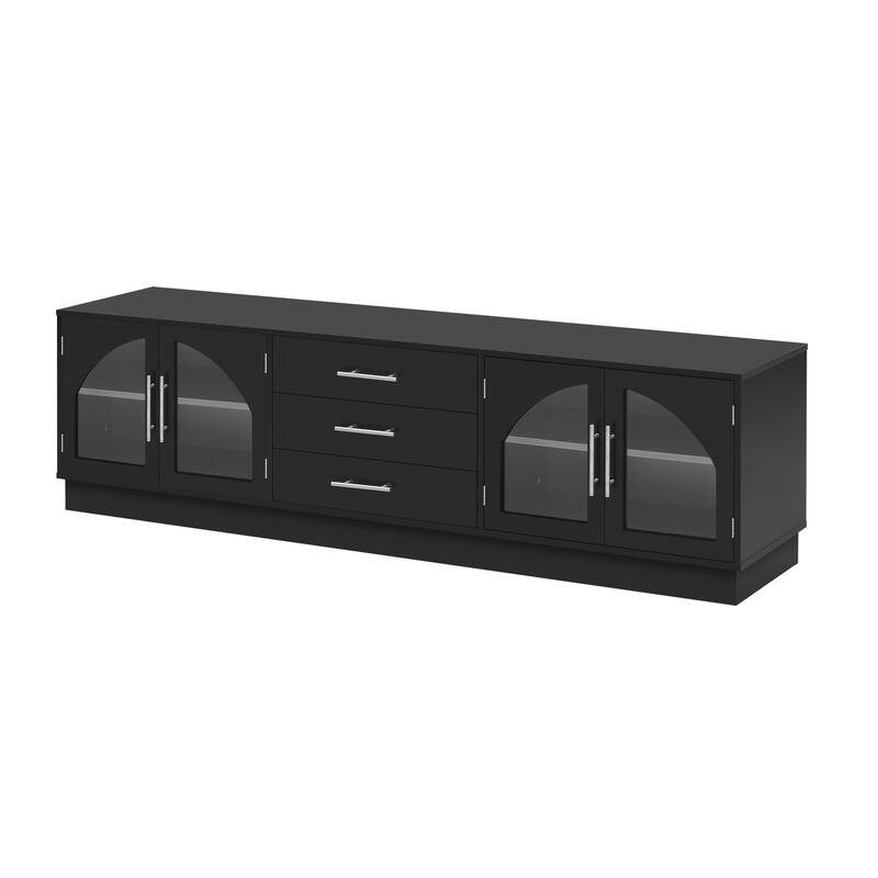 Roomfitters Modern Minimalist TV Stand for up to 75 Inch TV, Entertainment Console Cabinet with Adjustable Shelves