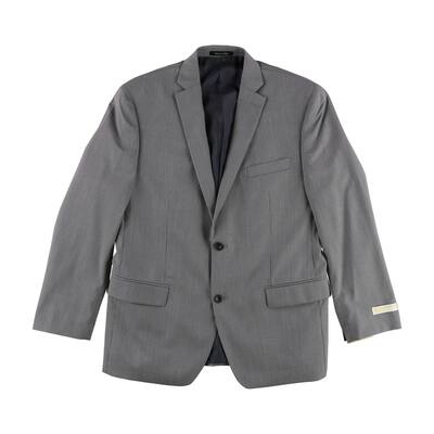 Michael Kors Mens Stripe Two Button Blazer Jacket, Grey, 42 Regular