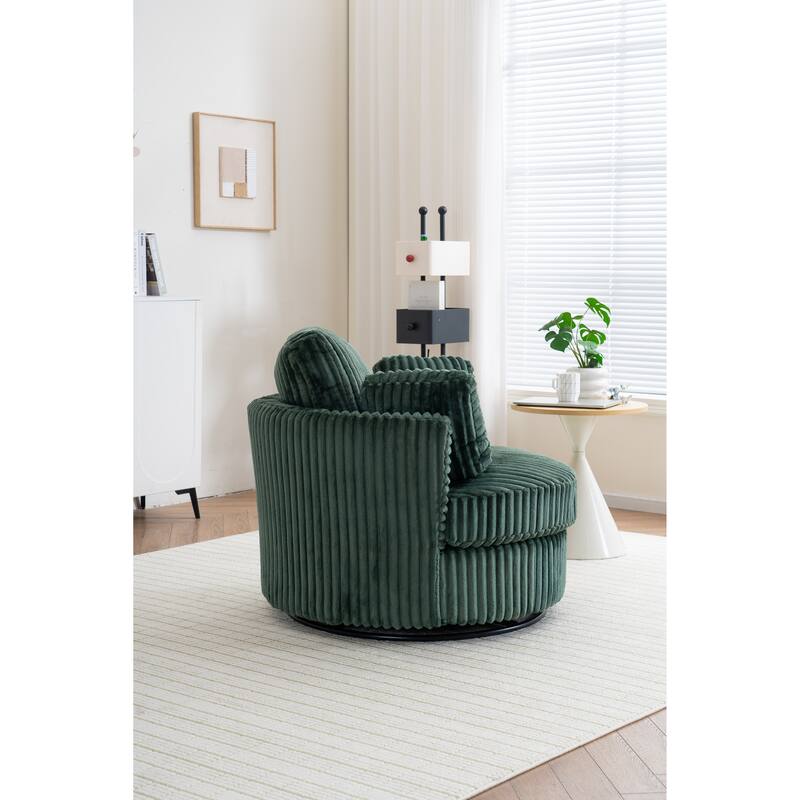 Corduroy Swivel Chair with 4 Pillows