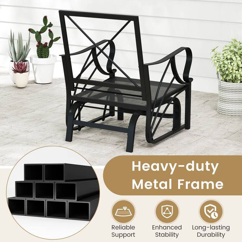 Gymax Patio Glider Chair Single Outdoor Rocking Chair w/ Seat & Back