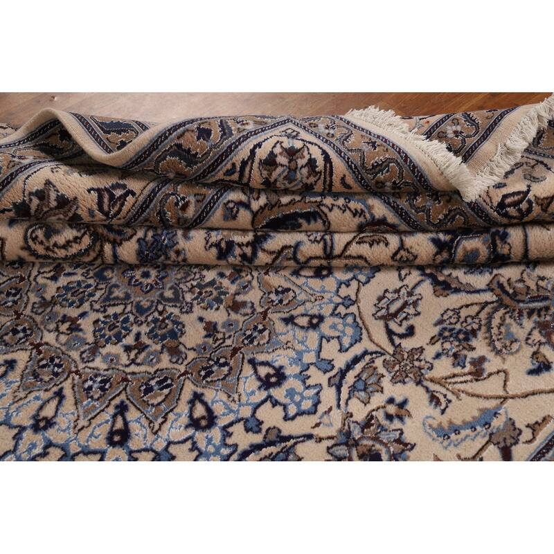 Floral Medallion Nain Persian Area Rug Handmade Wool Carpet - 7'9"x 11'3"