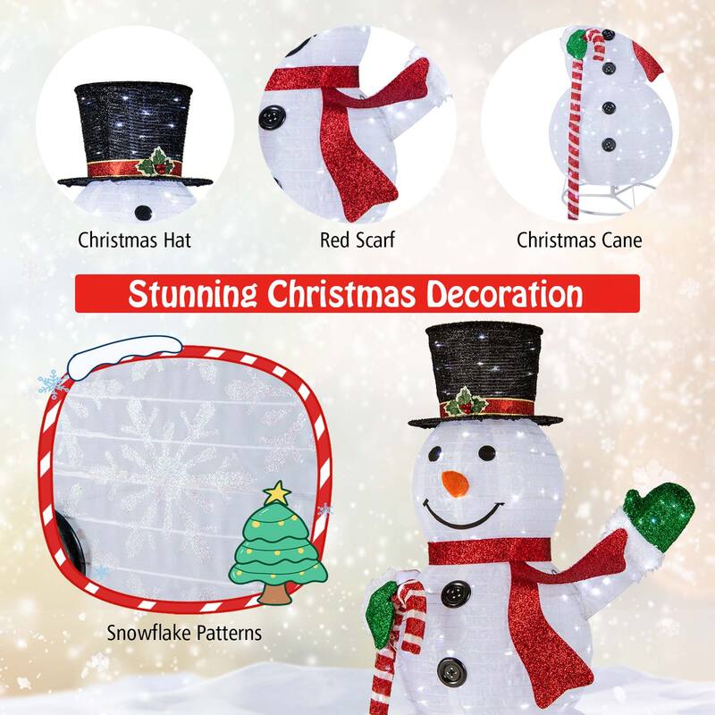 5FT Pre-lit Christmas Snowman Pop-up Xmas Holiday Decoration