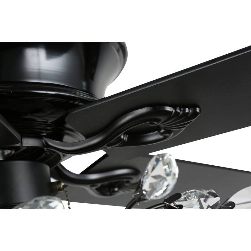 Oaks Aura 52in. Modern Royal Flora Glam Crystal Ceiling Fan 5 Reversible Blades Chandelier With Remote Control