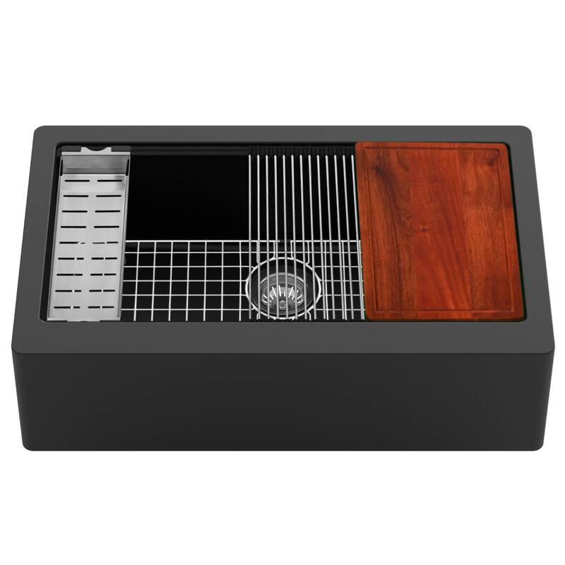 Karran USA QAWS-740 Quartz QAWS Series 34" Farmhouse Single Basin - Black