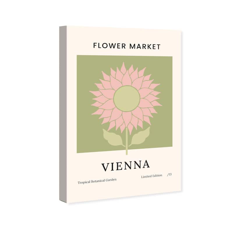 Wynwood Studio Canvas Advertising Flower Market Vienna Green and Light Pink Modern & Contemporary Wall Art Canvas Print