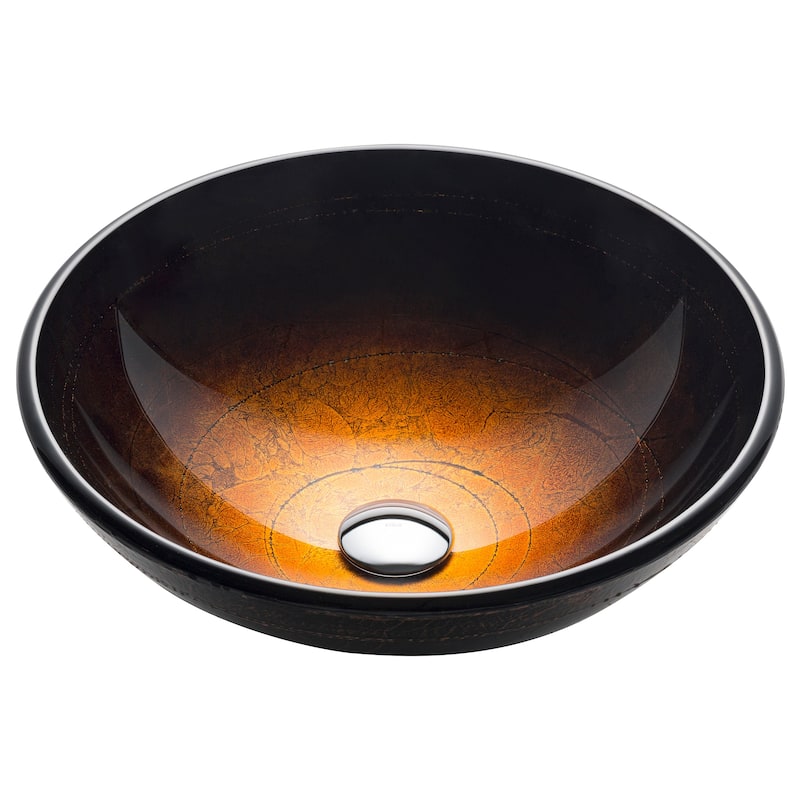 KRAUS 16 1/2 inch Brown Round Glass Vessel Bathroom Sink - Sink only