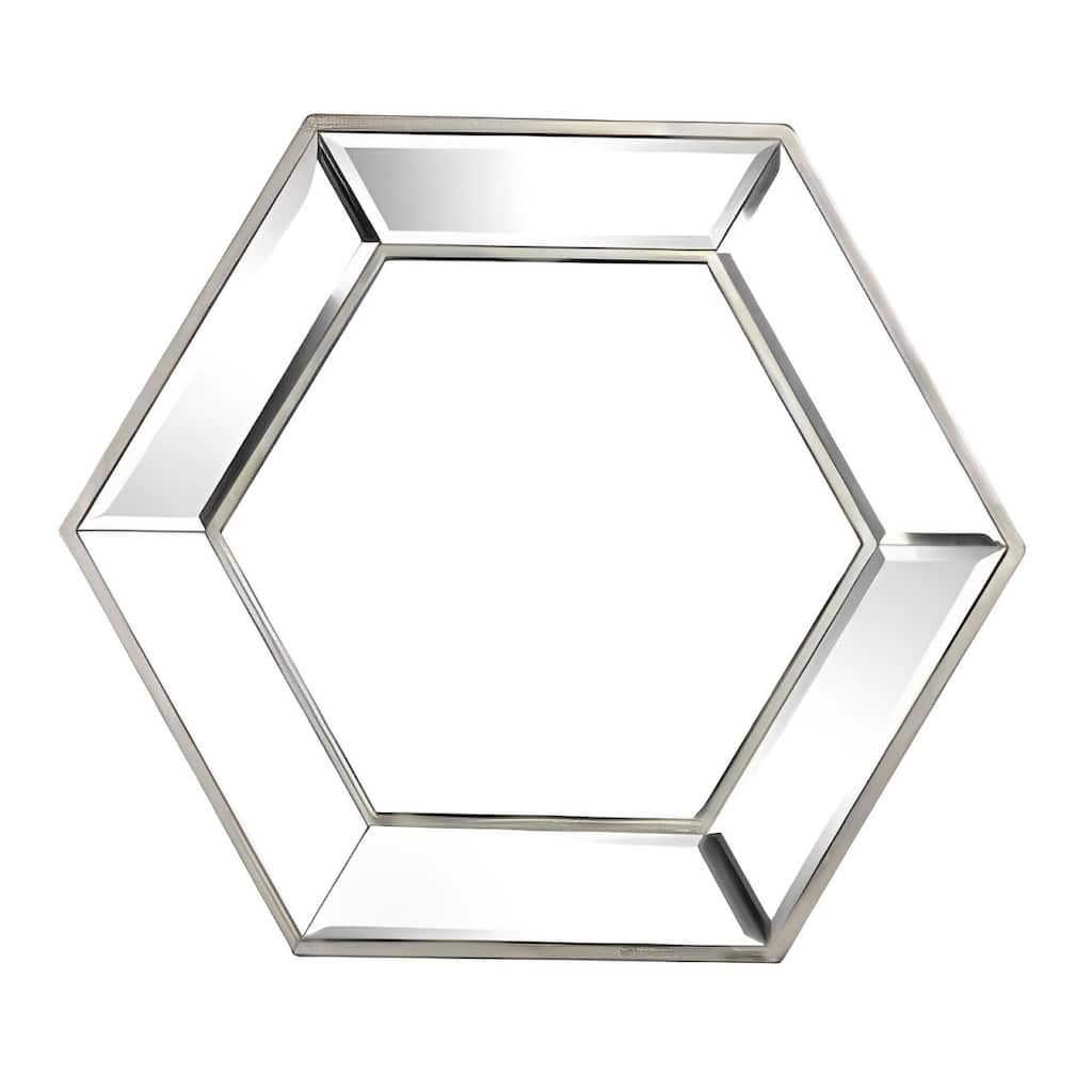 HomeRoots 18" Silver Hexagon Glass Framed Accent Mirror - 20.7' X '17.9' X '1.6