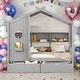 preview thumbnail 2 of 16, Twin Size Wooden House Bed Kids Bed with 2 Drawers and Storage Shelf