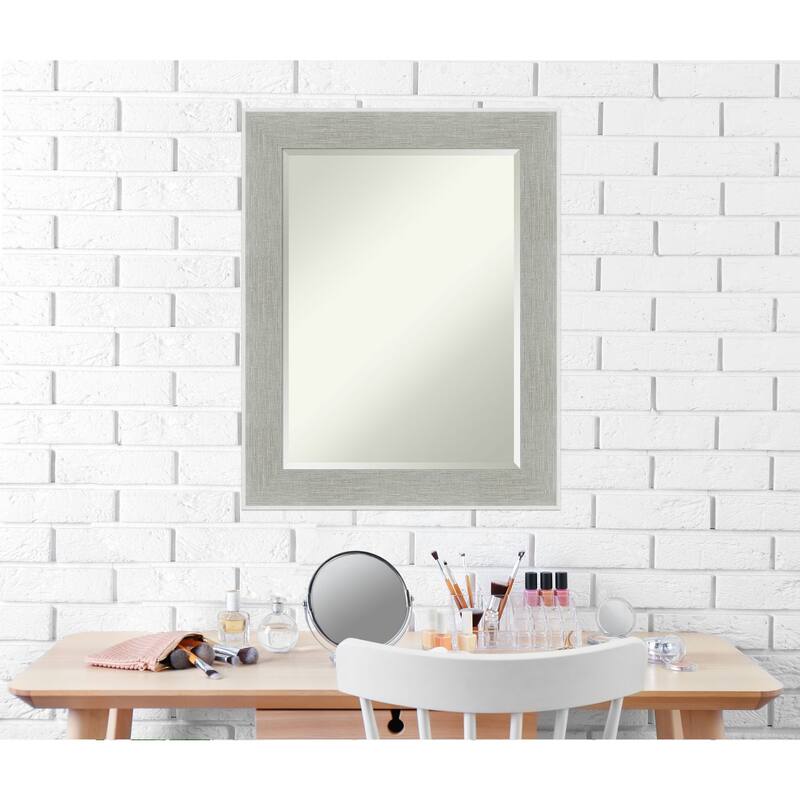 Beveled Wall Mirror - Glam Linen Grey Frame - Glam Linen Grey