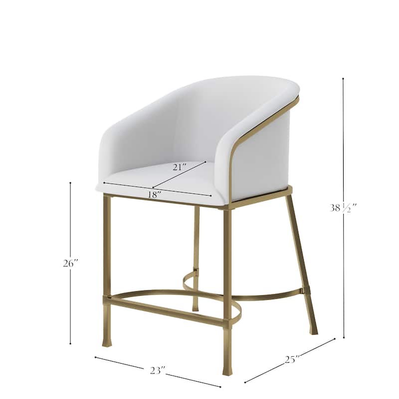 Hampton Modern Bar Stool, Faux Leather and Gold Finish Metal Frame