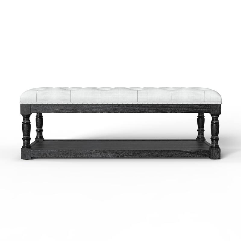 Tubbs 48-inch Tufted Cocktail Shelved Ottoman