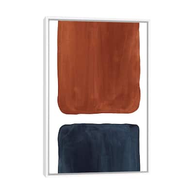 iCanvas "Navy Blue And Terracotta Geometric Watercolor" by Whales Way Framed Canvas Print