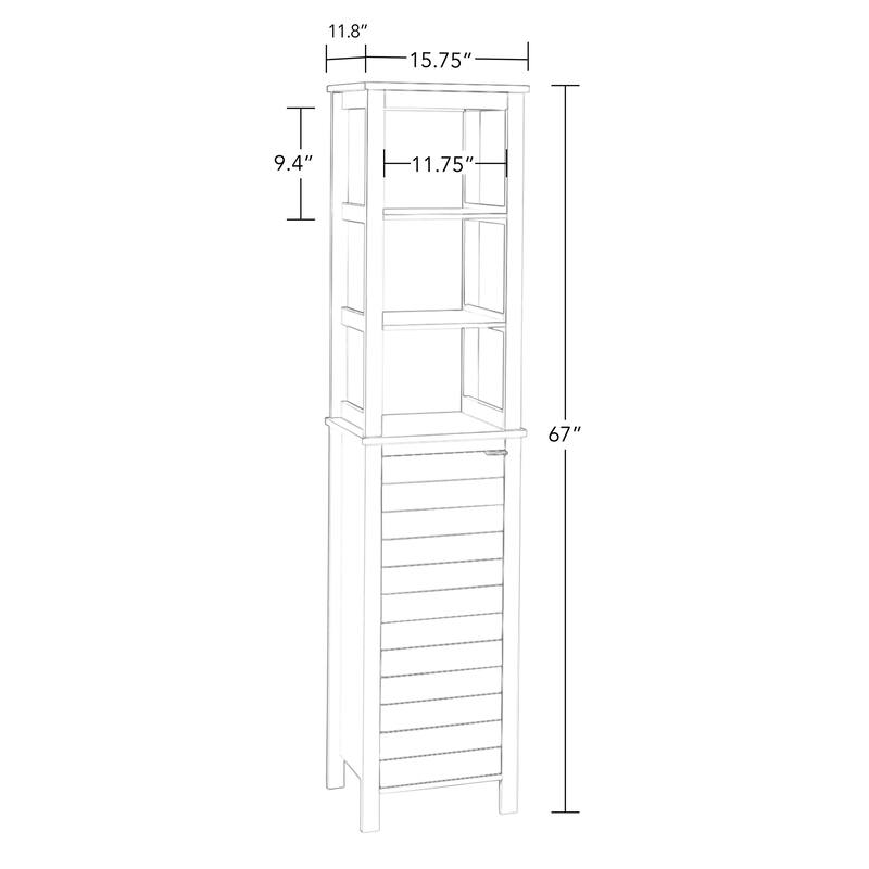RiverRidge Madison Single Door Tall Bathroom Cabinet Storage Organizer with an Open and Adjustable Interior Shelves