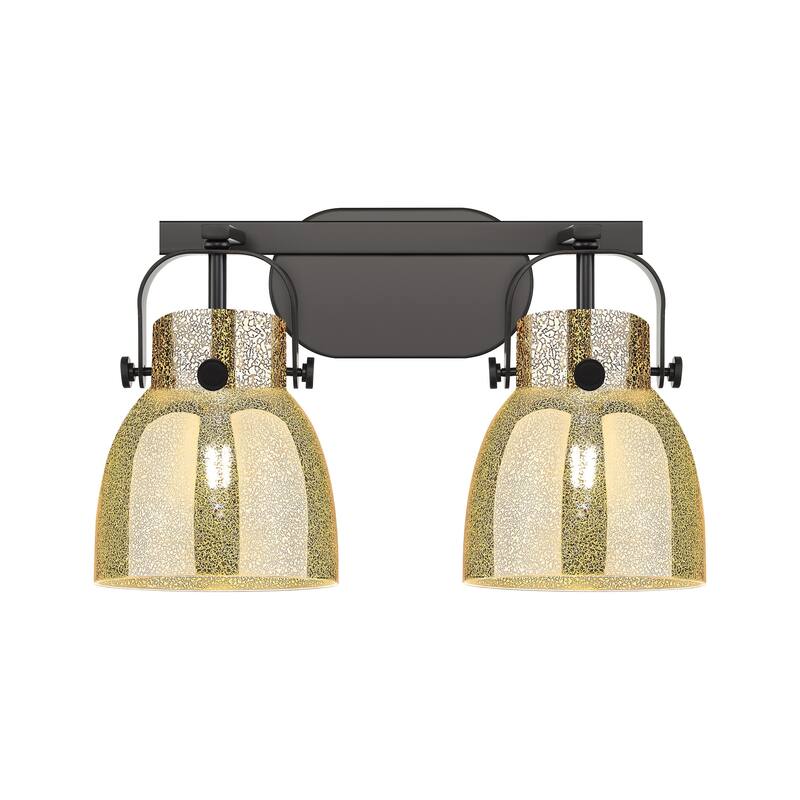 Innovations Lighting 423-2W-11-17 Pilaster II Bell Vanity Pilaster II - Matte Black / Mercury