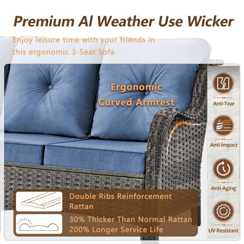 Gray Wicker Rattan Outdoor Patio Furniture Set Swivel Chair with Cushion