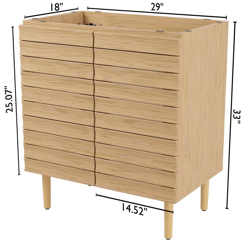 Calandre Thick Linear Slat Modern Farmhouse 2-Shelf Bath Vanity Cabinet Only (Sink Basin not Included), by JONATHAN Y