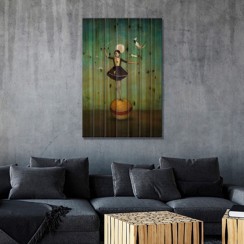 Luna's Circle Print On Wood by Duy Huynh - Multi-Color