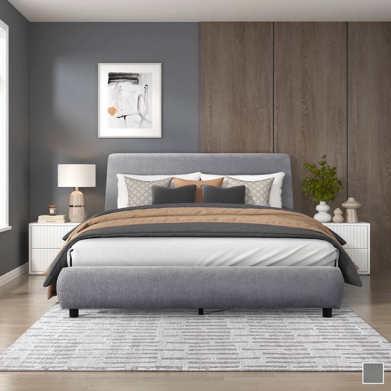 Riverton Chenille Upholstered Platform Bed, Queen