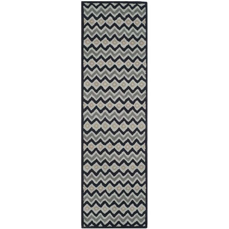 SAFAVIEH Handmade Alien Modern Wool Rug - 2'3" x 8' Runner - Grey/Black