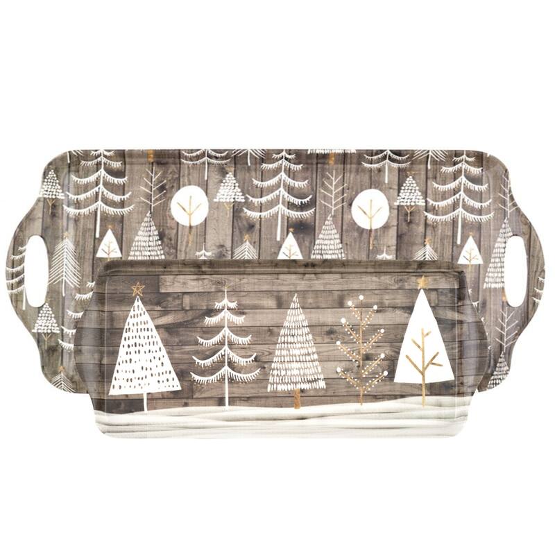 Pimpernel Christmas Trays Set - Wooden White