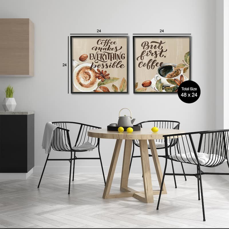 Stupell Morning Coffee Classic Phrases Framed Giclee Art Design By Kim Allen (Set of 2)
