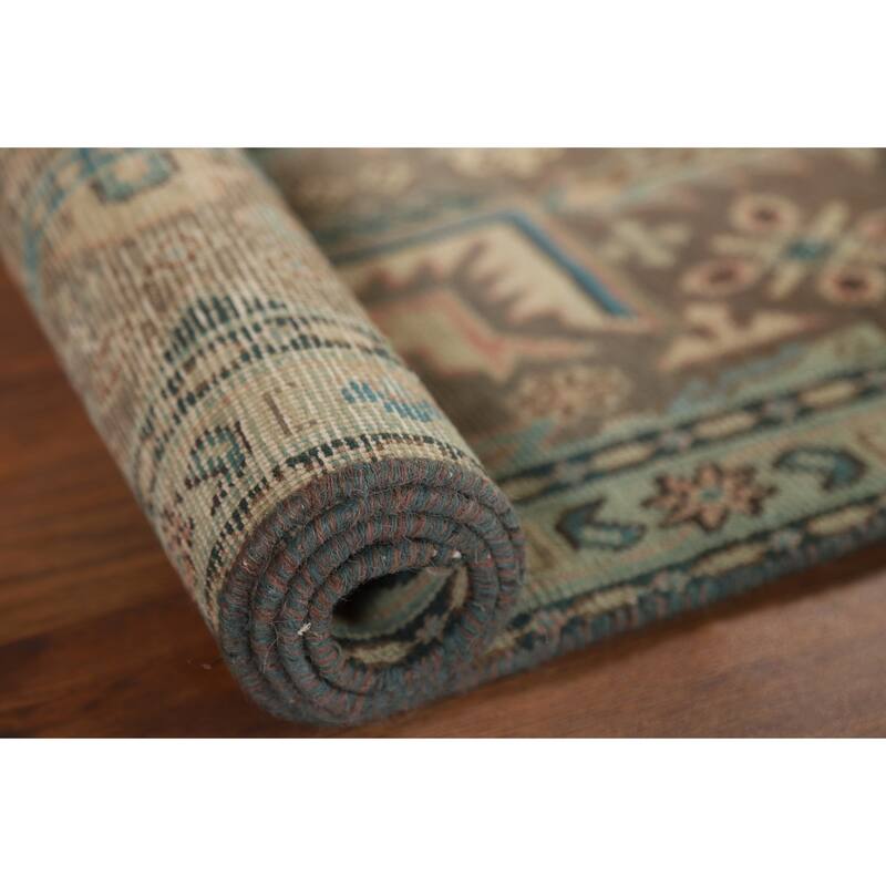 Geometric Tabriz Persian Vintage Accent Rug Hand-Knotted Wool Carpet - 2'7" x 4'10"