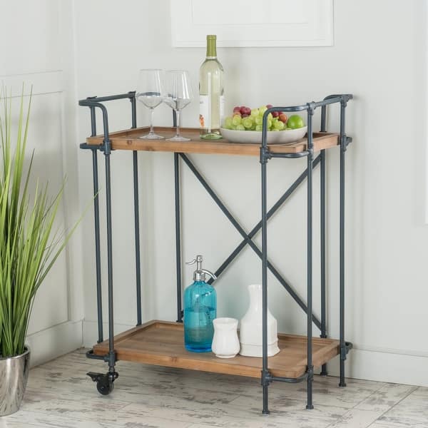 slide 2 of 18, Eden Antique Firwood Bar Cart by Christopher Knight Home