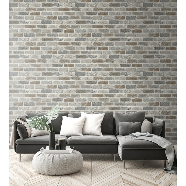 NextWall Washed Brick Peel and Stick Removable Wallpaper - 20.5 in. W x 18 ft. L. Opens flyout.