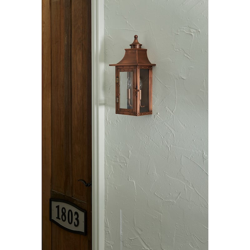 St. Charles 2-light Copper Patina Outdoor Wall Mount