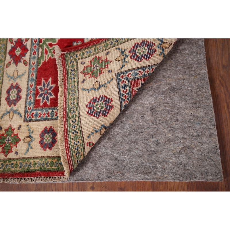 Red Geometric Kazak Oriental Foyer Rug Handmade Wool Carpet - 2'0" x 3'0"