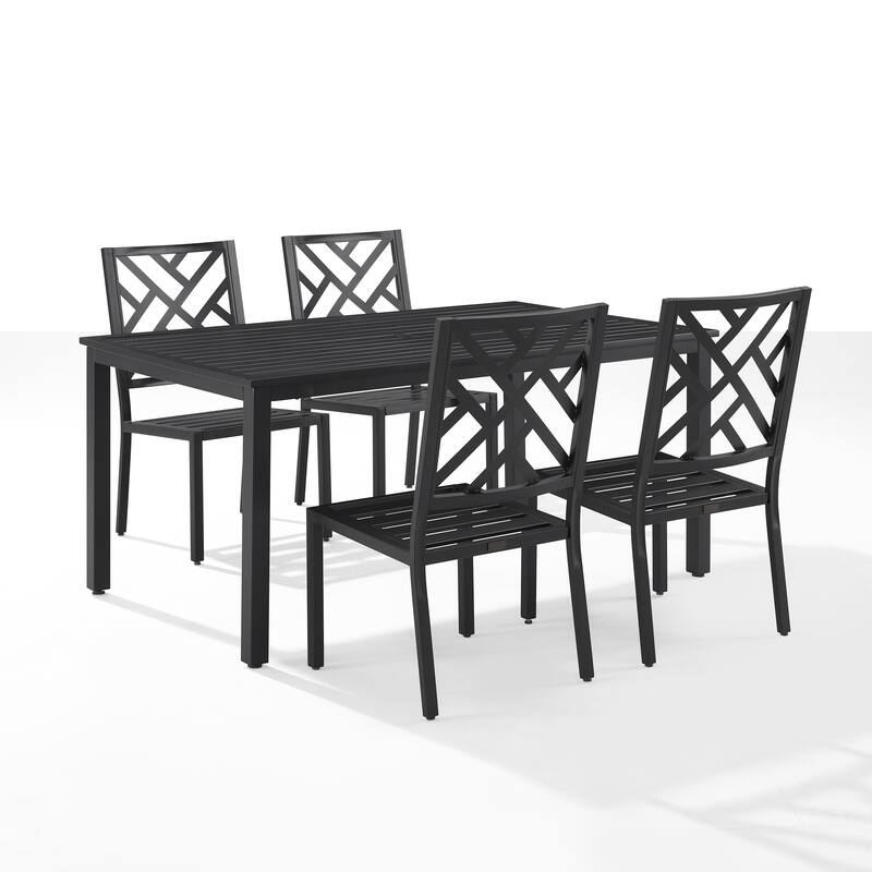 Crosley Locke 5Pc Outdoor Metal Dining Set - Matte Black