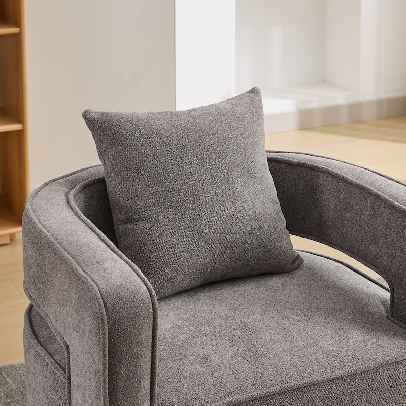 Square Swivel Barrel Chairs, Ergonomic Upholstered Single Sofa Chair, Lounge Club Chair with Open Back & Square Armrests