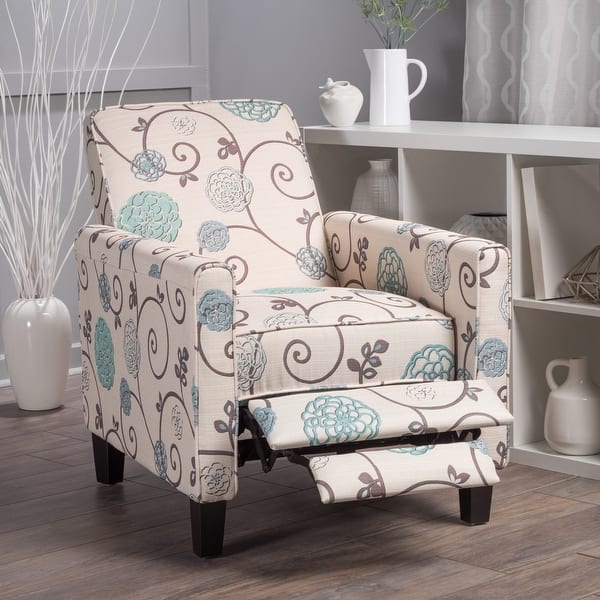 slide 2 of 31, Darvis Floral Recliner Club Chair by Christopher Knight Home Light Beige&Blue Floral