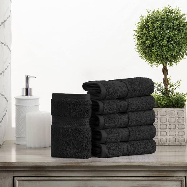 Superior Egyptian Cotton Pile Heavyweight Face Towel Set of 6 - Black