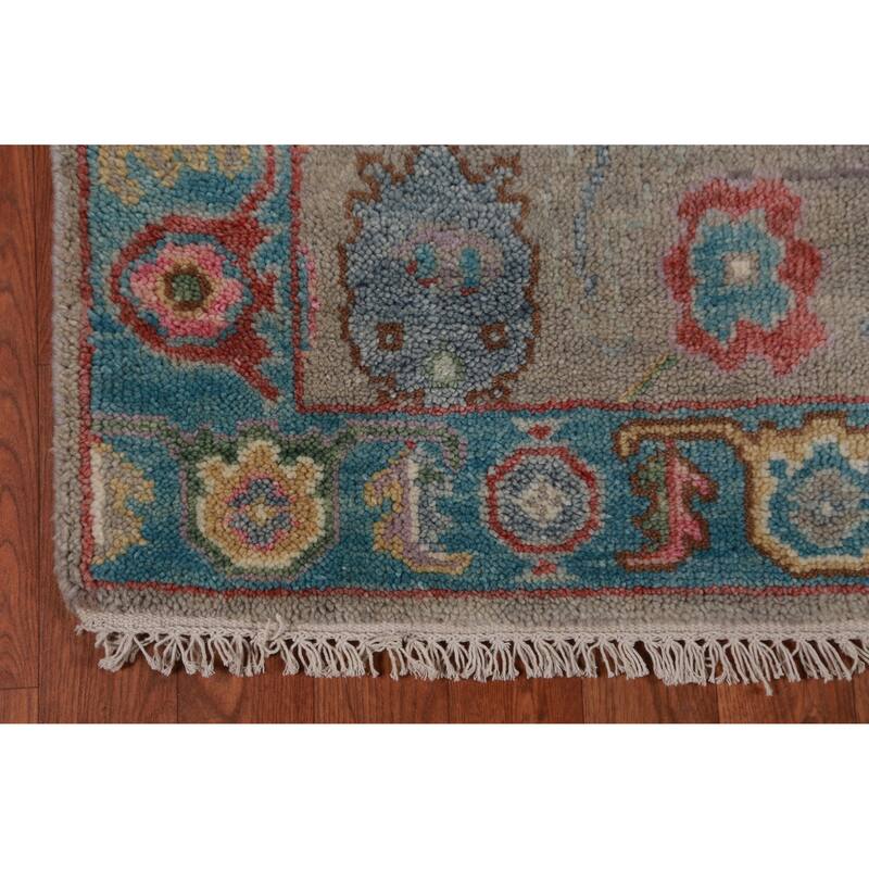 Gay Floral Oushak Oriental Runner Rug Hand-Knotted Wool Carpet - 2'6" x 11'6"