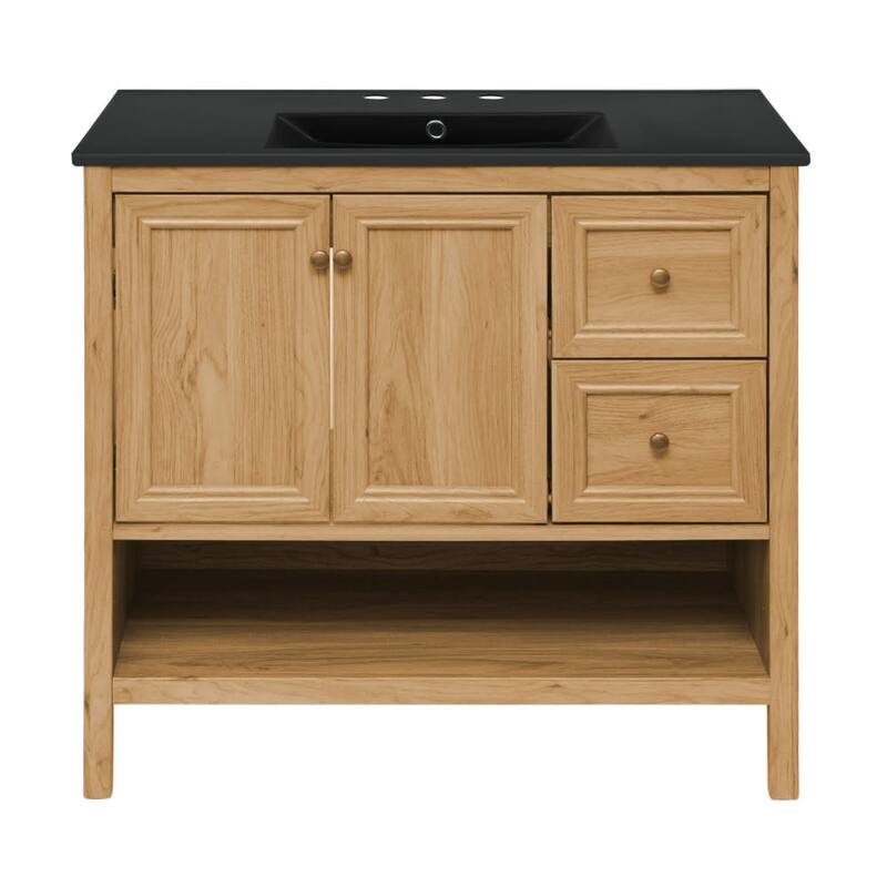 Swiss Madison SM-BV241-3MB Chateau 37" Free Standing Single Basin - Golden Oak / Matte Black - Oak Finish