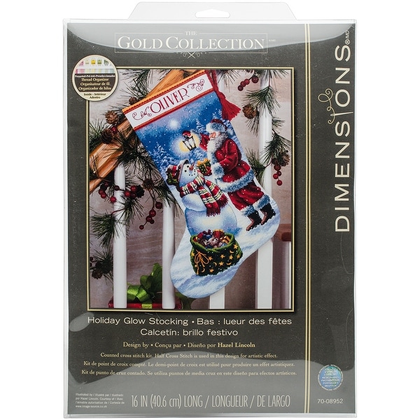 Gold Collection Holiday Glow Stocking Counted Cross Stitch K-16" Long 18 Count