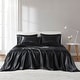preview thumbnail 1 of 15, Madison Park Essentials Satin Luxury 6 PC Sheet Set Cal King - Black