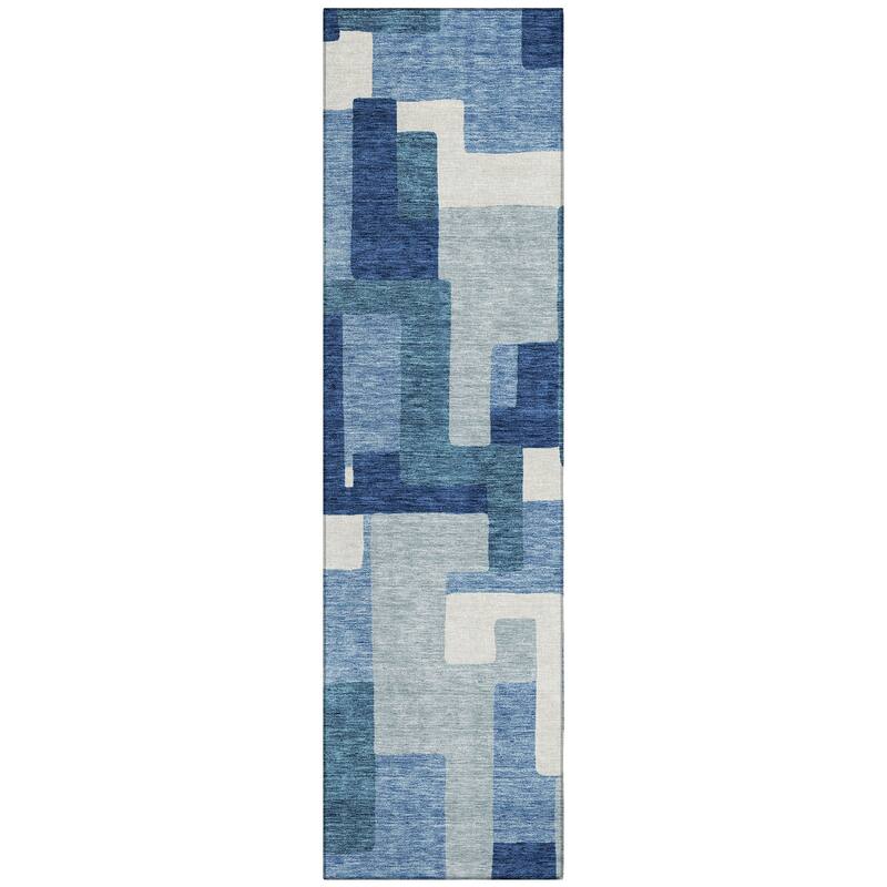 Machine Washable Indoor/ Outdoor Chantille Modern Blocks Rug