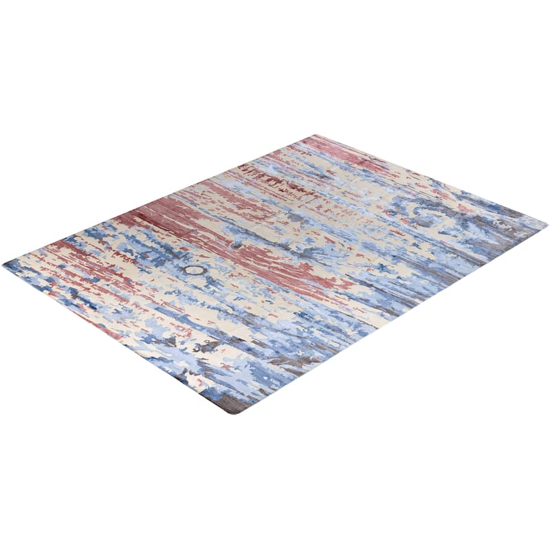 Modern One-of-a-Kind Hand-Knotted Area Rug, Ivory - 9' 1" x 12' 2"