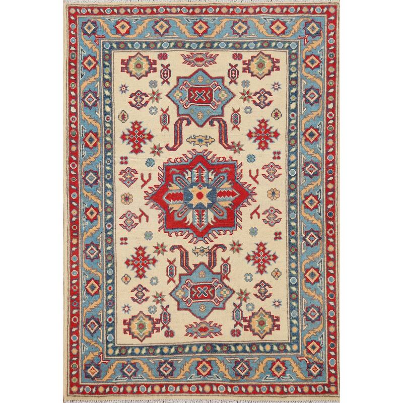 Kazak Oriental Accent Rug Hand-Knotted Wool Carpet - 3'3" x 4'10"