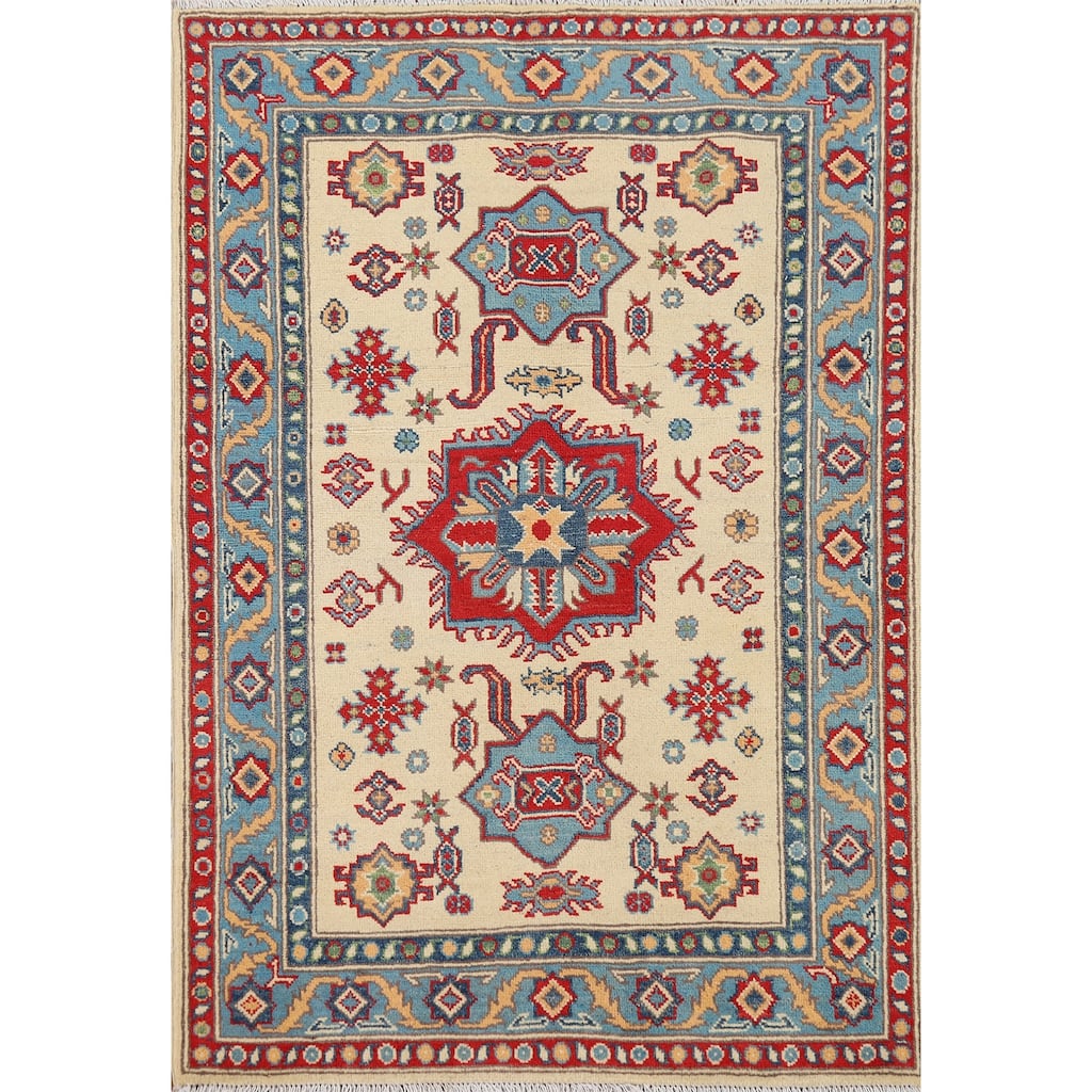 Kazak Oriental Accent Rug Hand-Knotted Wool Carpet - 3'3" x 4'10"